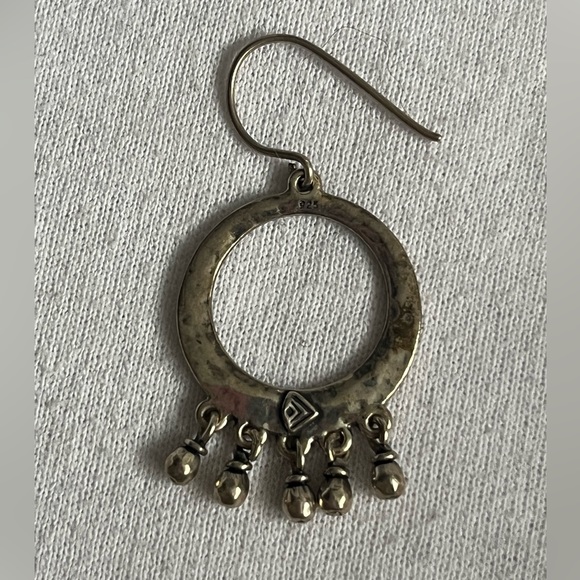 Silpada cha-cha hammered oxidize silver sterling silver drop hoop earrings W1526 - Picture 2 of 2